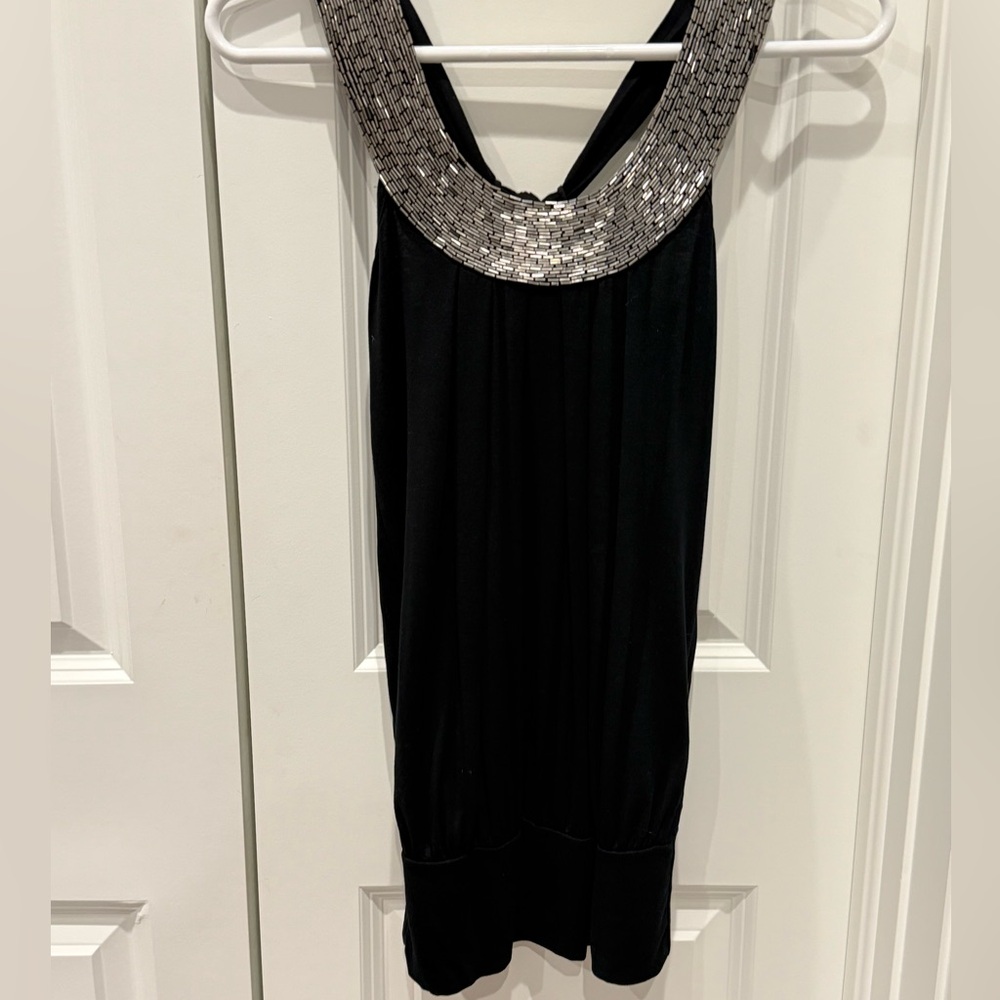 Forever XXI Black Top with Beaded Neckline